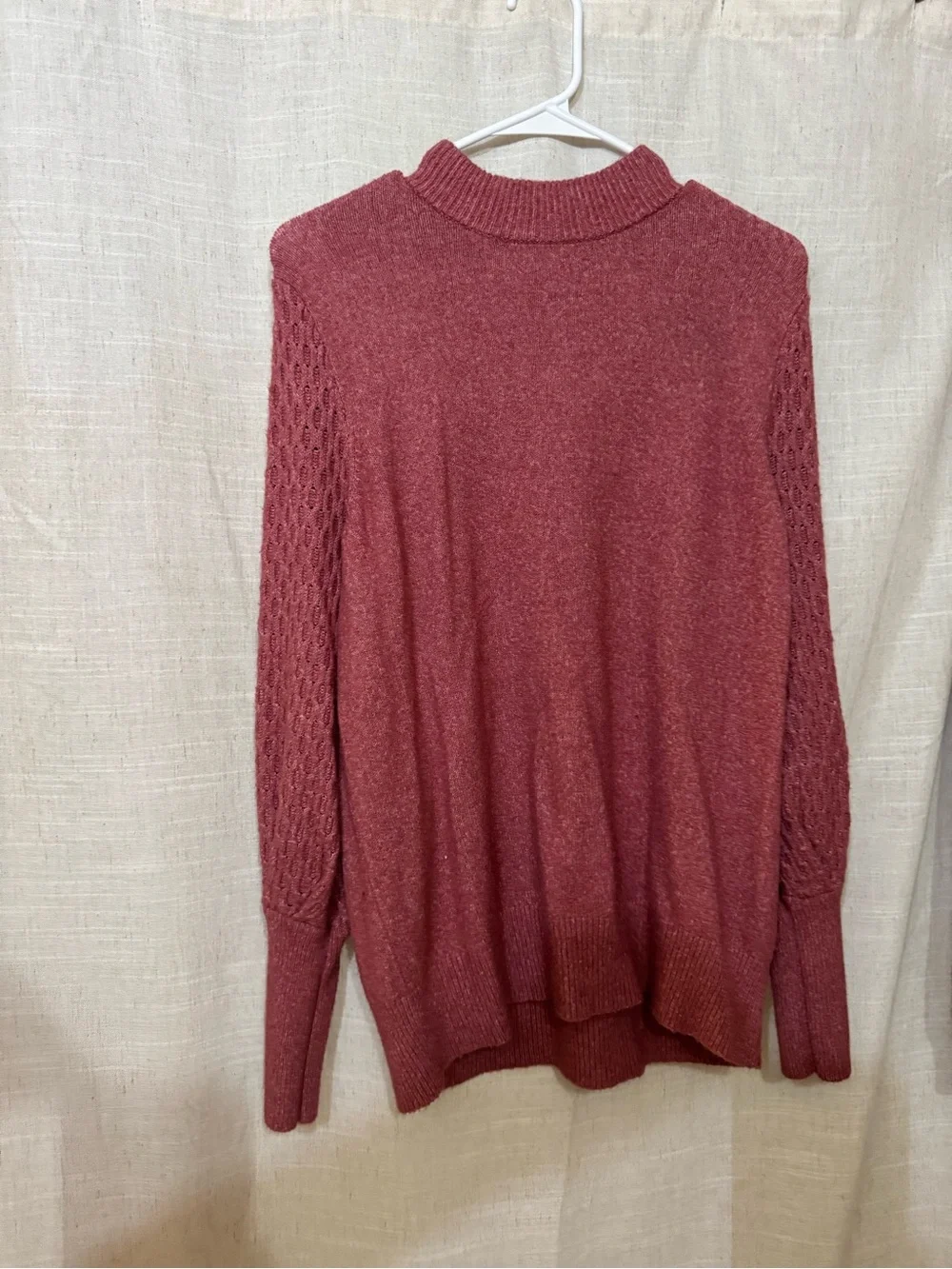 Cozy Rose Cable-Sleeve Women's Sweater